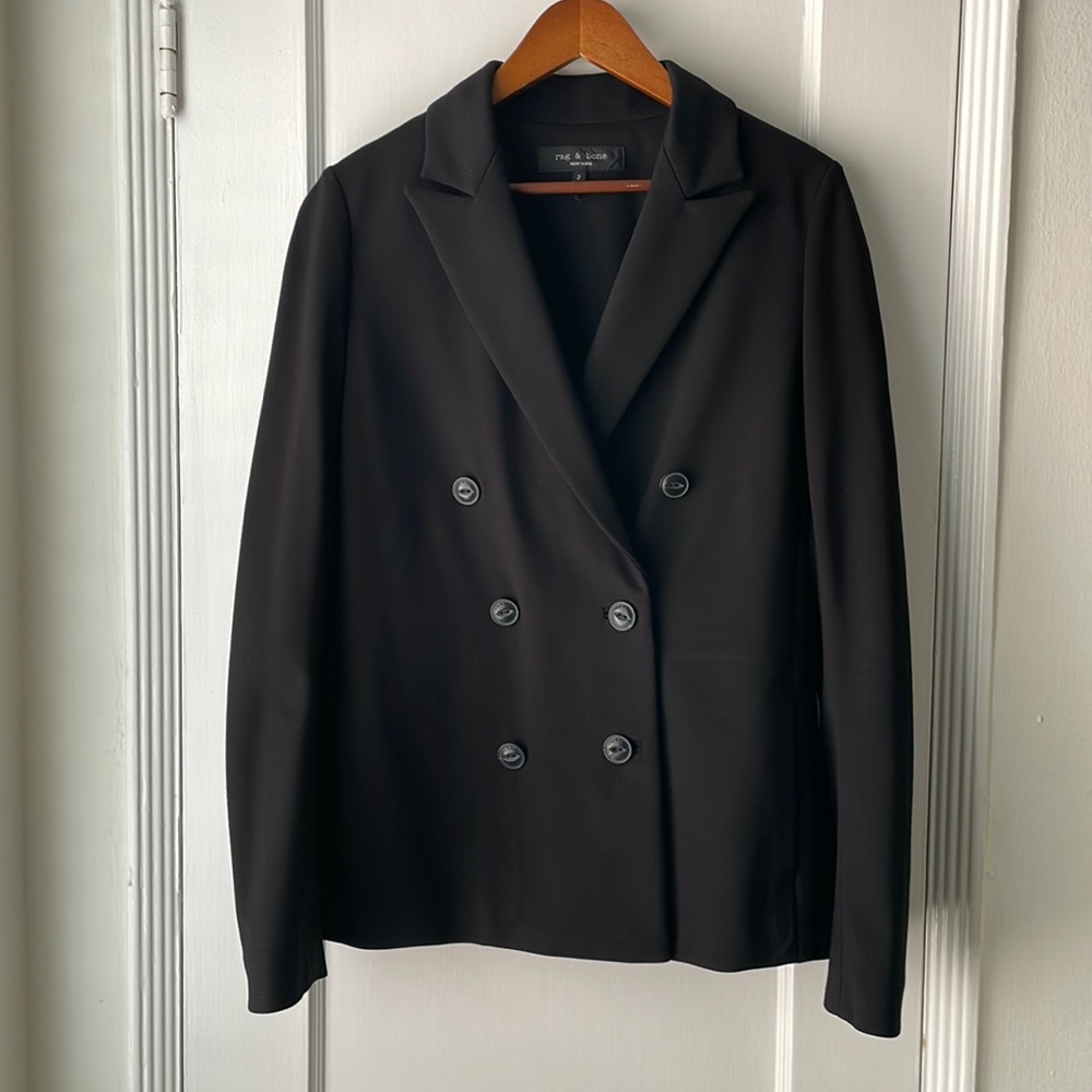 Rag & Bone double breasted blazer, black, size 2.